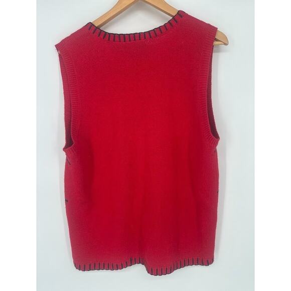 Capacity Brand Ugly Christmas Sweater Vest Womens Large Red Bears Tree Mittens - Picture 4 of 6